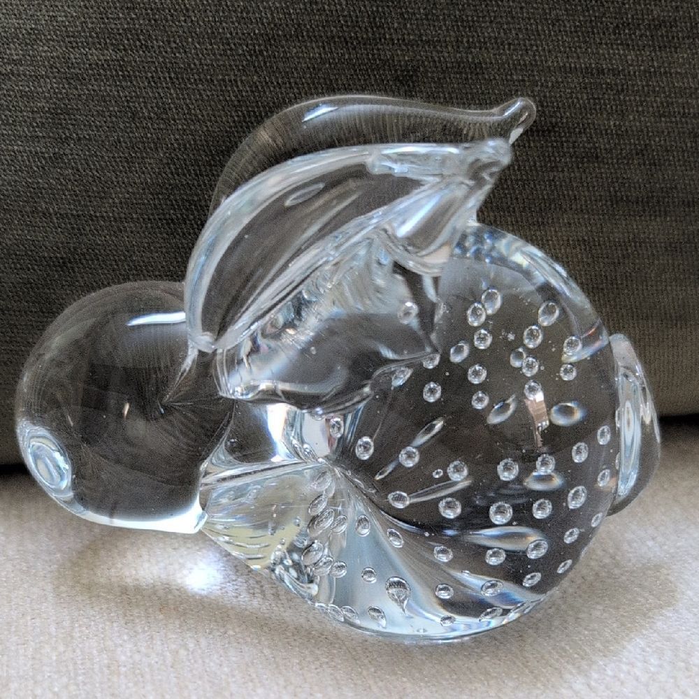 Art Glass Crystal Bunny Rabbit Figurine Paperweight With Controlled Bubbles